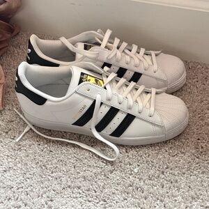 adidas White and Black Superstar Low-Top Sneakers